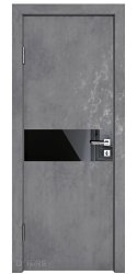 Дверь межкомнатная DO-509 Бетон темный/стекло Черное