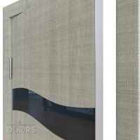 ШИ дверь DO-603 Серый дуб/стекло Черное