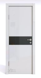 ШИ дверь DO-609 Белый глянец/стекло Черное