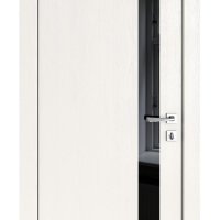 ШИ дверь DO-607 Белый ясень/стекло Черное