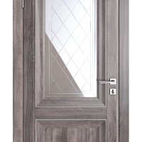 Дверь межкомнатная DO-PG2 Орех седой темный/Зеркало ромб фацет