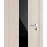 ШИ дверь DO-610 Ясень капучино/стекло Черное
