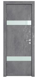 Дверь межкомнатная DO-502 Бетон темный/стекло Белое
