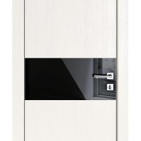 Дверь межкомнатная DO-501 Белый ясень/стекло Черное