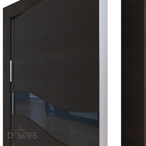 Дверь межкомнатная DO-503 Венге горизонтальный/стекло Черное