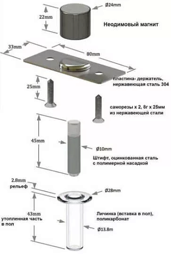 Упор магнитный автоматический скрытый FANTOM STANDART FNT0020