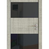 Дверь межкомнатная DO-508 Серый дуб/стекло Черное