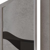 Дверь межкомнатная DO-503 Бетон светлый/стекло Черное