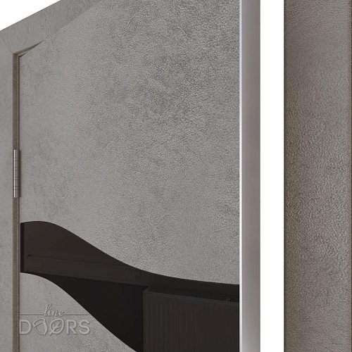 Дверь межкомнатная DO-503 Бетон светлый/стекло Черное