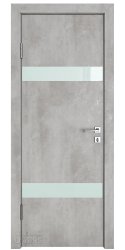 Дверь межкомнатная DO-502 Бетон светлый/стекло Белое