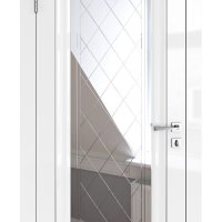 Дверь межкомнатная DO-PG6 Белый глянец/Зеркало ромб фацет