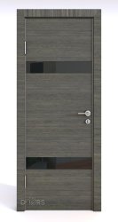 Дверь межкомнатная DO-502 Ольха темная/стекло Черное