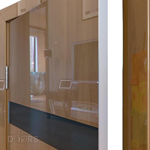 Дверь межкомнатная DO-502 Анегри темный/стекло Черное