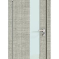 Дверь межкомнатная DO-504 Серый дуб/стекло Белое