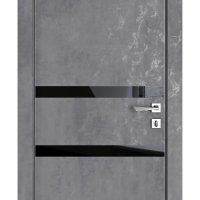 Дверь межкомнатная DO-513 Бетон темный/стекло Черное