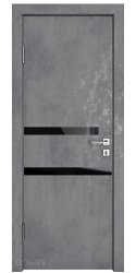 Дверь межкомнатная DO-513 Бетон темный/стекло Черное