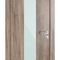 Дверь межкомнатная DO-510 Орех седой светлый/стекло Белое
