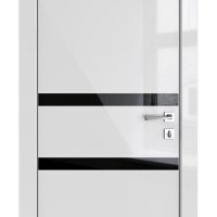 Дверь межкомнатная DO-513 Серый глянец/стекло Черное