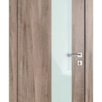 Дверь межкомнатная DO-504 Орех седой светлый/стекло Белое