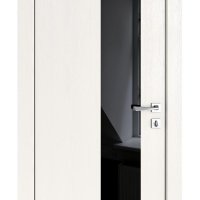ШИ дверь DO-604 Белый ясень/стекло Черное