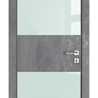 Дверь межкомнатная DO-508 Бетон темный/стекло Белое