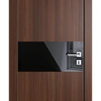 Дверь межкомнатная DO-501 Орех тисненый/стекло Черное