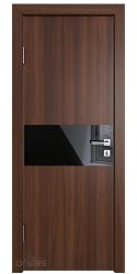 Дверь межкомнатная DO-501 Орех тисненый/стекло Черное