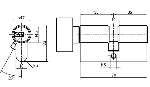 Ключевой цилиндр 70CK SN / HS 70CK SN