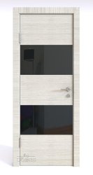 Дверь межкомнатная DO-508 Ива светлая/стекло Черное