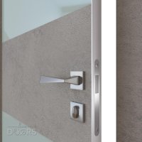 Дверь межкомнатная DO-508 Бетон светлый/стекло Белое