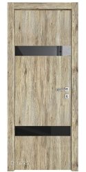 Дверь межкомнатная DO-502 Рустик натуральный/стекло Черное