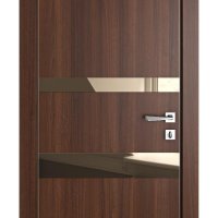 Дверь межкомнатная DO-512 Орех тисненый/зеркало Бронза