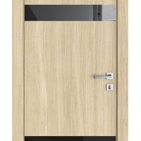 Дверь межкомнатная DO-502 Дуб светлый/стекло Черное