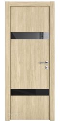 Дверь межкомнатная DO-502 Дуб светлый/стекло Черное