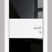 ШИ дверь DO-608 Белый бархат/стекло Черное