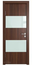 ШИ дверь DO-608 Орех тисненый/стекло Белое