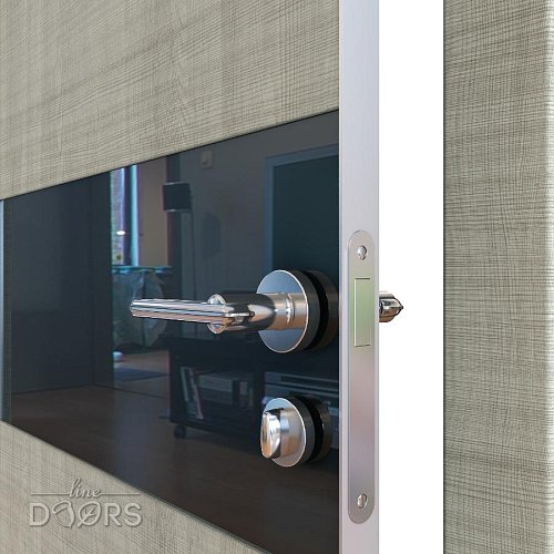 Дверь межкомнатная DO-501 Серый дуб/стекло Черное