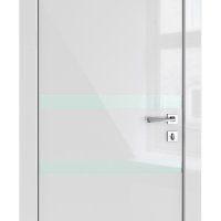 Дверь межкомнатная DO-513 Серый глянец/стекло Белое