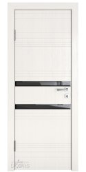 Дверь межкомнатная DO-515 Белый ясень/стекло Черное