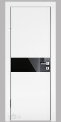 ШИ дверь DO-609 Белый бархат/стекло Черное