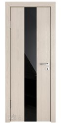 Дверь межкомнатная DO-510 Ясень капучино/стекло Черное