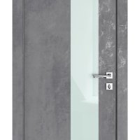 Дверь межкомнатная DO-504 Бетон темный/стекло Белое