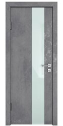 Дверь межкомнатная DO-504 Бетон темный/стекло Белое