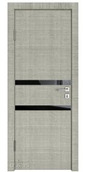 Дверь межкомнатная DO-513 Серый дуб/стекло Черное