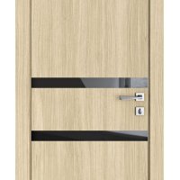 ШИ дверь DO-613 Дуб светлый/стекло Черное