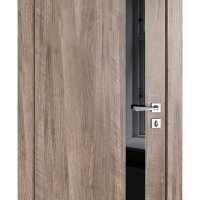 ШИ дверь DO-607 Орех седой светлый/стекло Черное