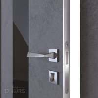 Дверь межкомнатная DO-510 Бетон темный/стекло Черное