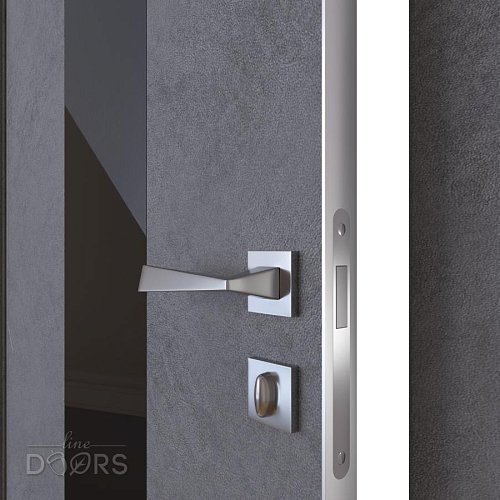 Дверь межкомнатная DO-510 Бетон темный/стекло Черное