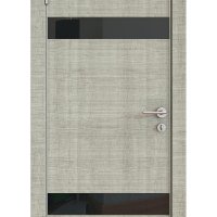 Дверь межкомнатная DO-502 Серый дуб/стекло Черное