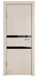 Дверь межкомнатная DO-513 Ясень капучино/стекло Черное
